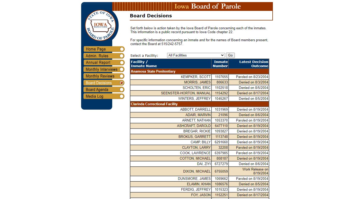 Iowa Board of Parole